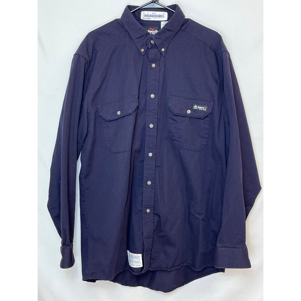 Bulwark FR Men’s XL Blue Long Sleeve CAT2 NFPA 2112 Flame Resistant Work Shirt